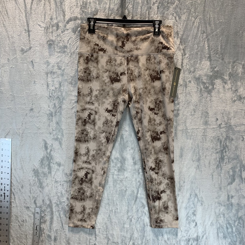 Harmony Balance‎ Women's Leggings Brown Tie Dye XL Ribbed Soft Stretch Gym Yoga